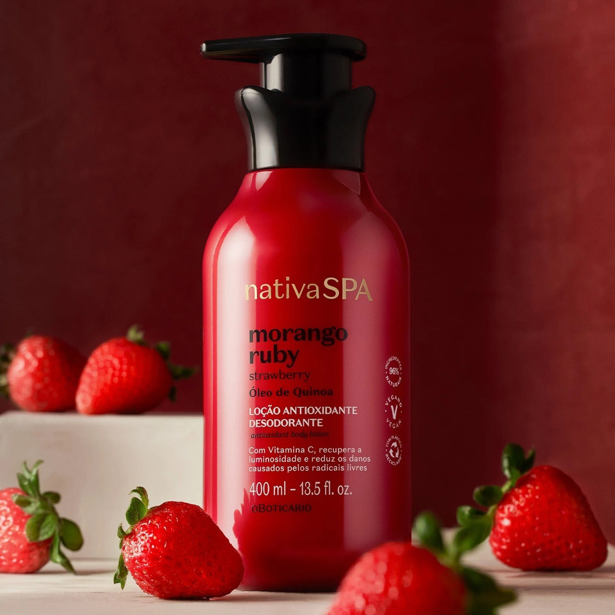 Loção Antioxidante Hidratante Corpo Nativa Spa Morango Ruby