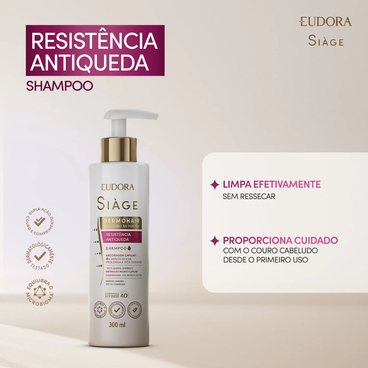 Kit Shampoo e Condicionador Siage Eudora Dermohair Antiqueda