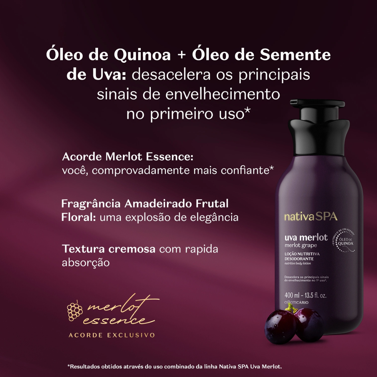Nativa Spa Loção Nutritiva Deo Uva Merlot 400ml O Boticário