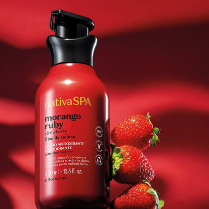 Loção Antioxidante Hidratante Corpo Nativa Spa Morango Ruby