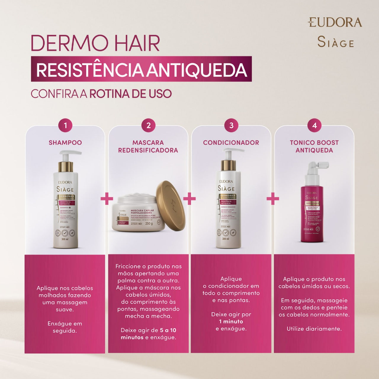 Kit Shampoo e Condicionador Siage Eudora Dermohair Antiqueda