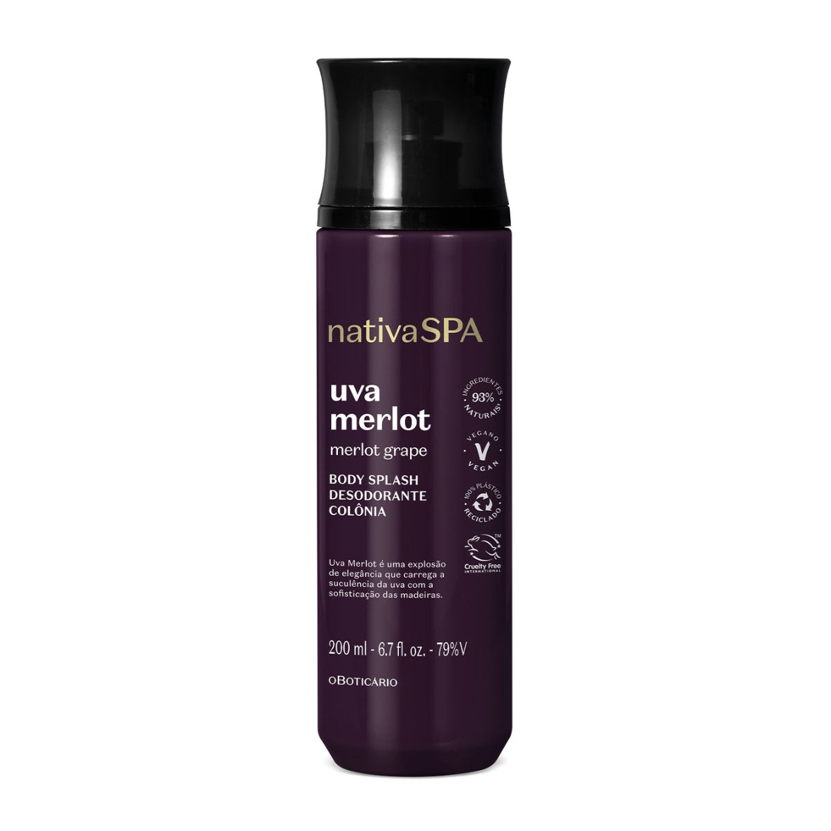 Body Splash Deo Colônia Nativa Spa Uva Merlot 200ml O Boticário