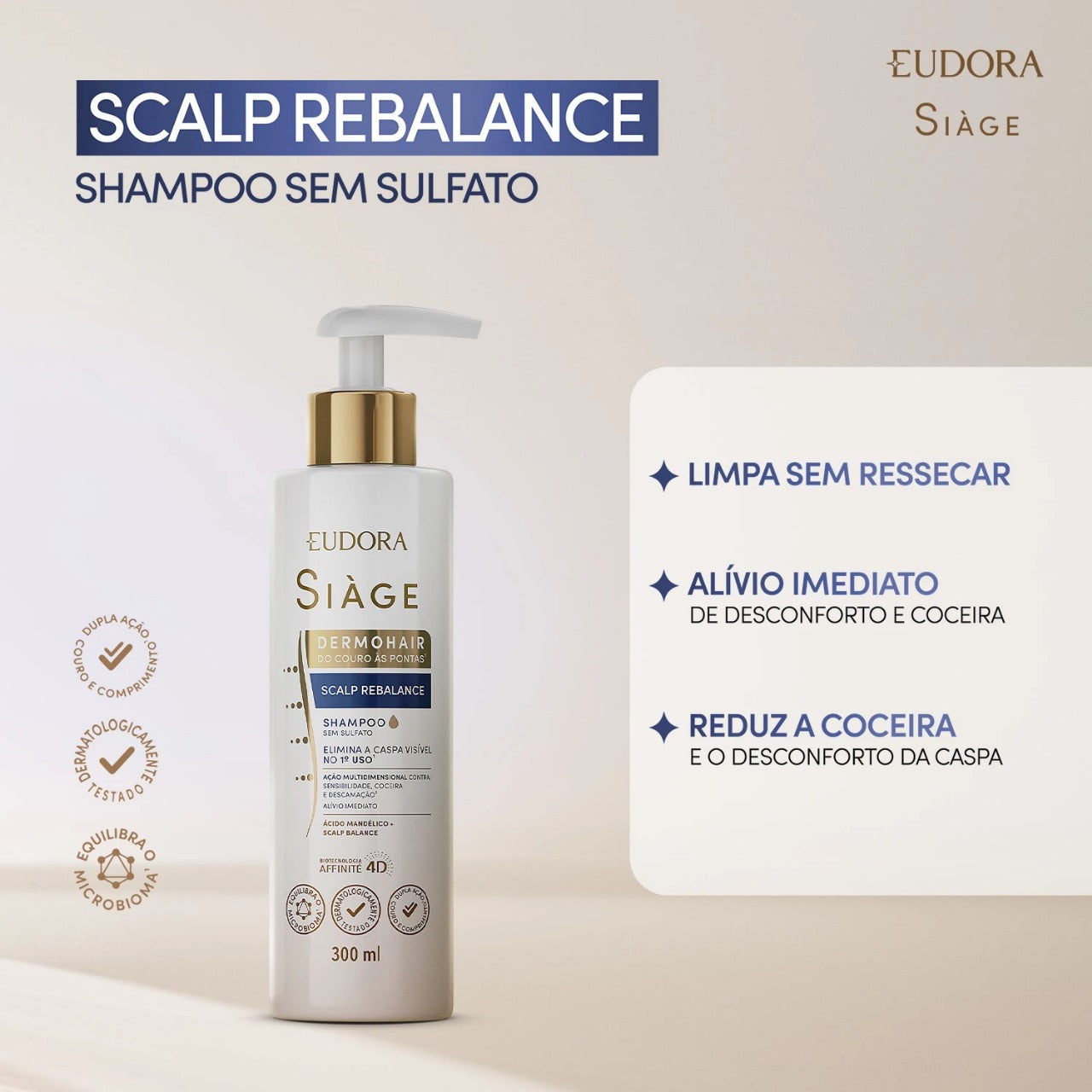 Kit Shampoo e Condicionador Siage Eudora Dermohair Scalp Rebalance Anticaspa