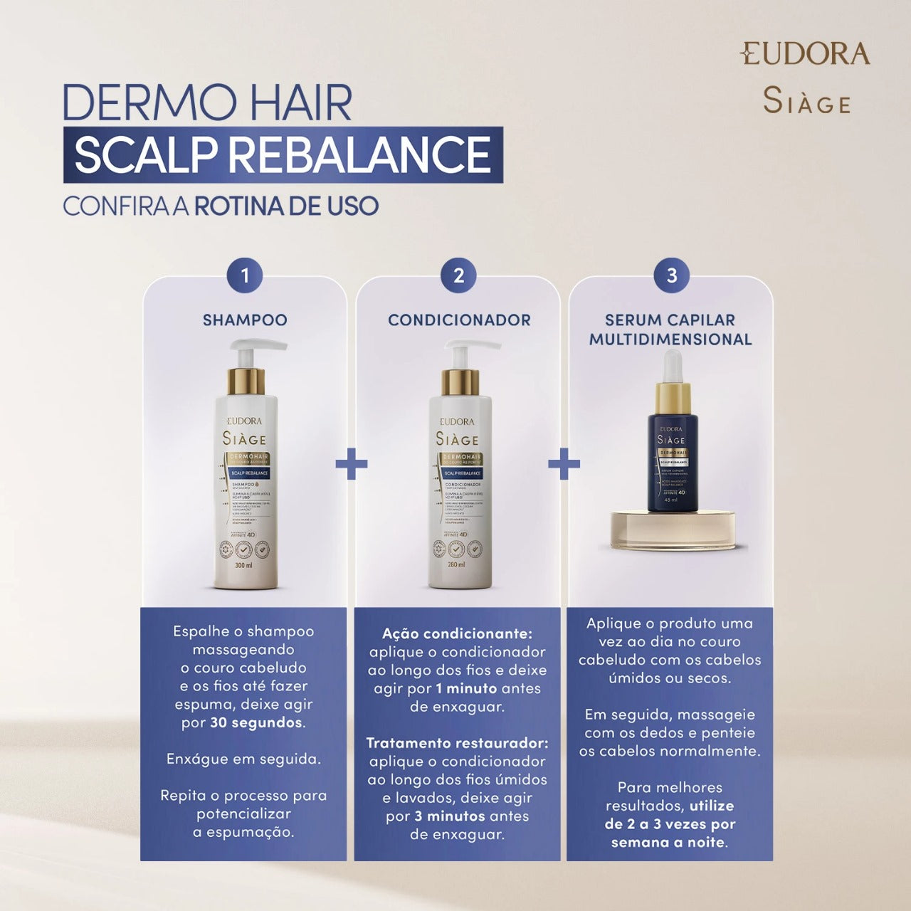 Kit Shampoo e Condicionador Siage Eudora Dermohair Scalp Rebalance Anticaspa