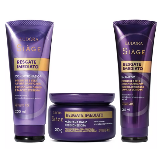 Kit Shampoo, Condicionador E Máscara Resgate Imediato Eudora