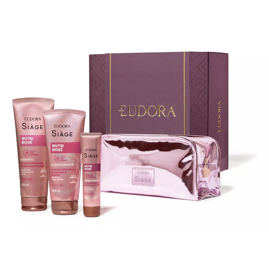 Presente Siàge Nutri Rosé Shampoo, Condicionador, Máscara e Nécessaire Eudora