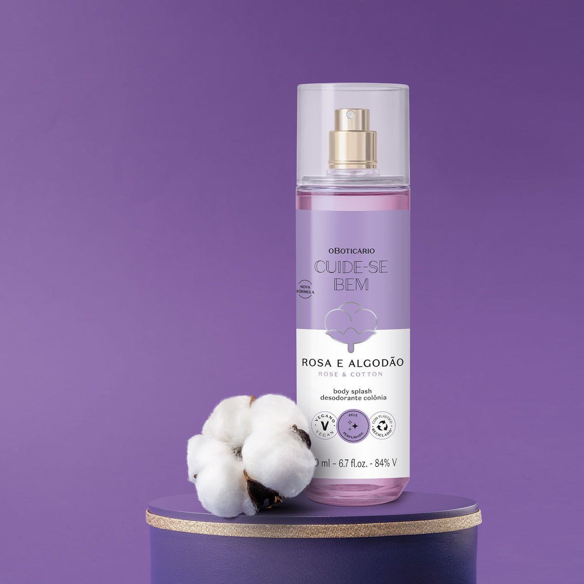 Body Splash Cuide-se Bem Rosa E Algodão O Boticário 200ml
